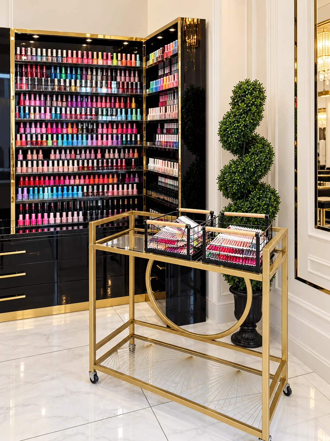 District Nail Club polish wall and design cart
