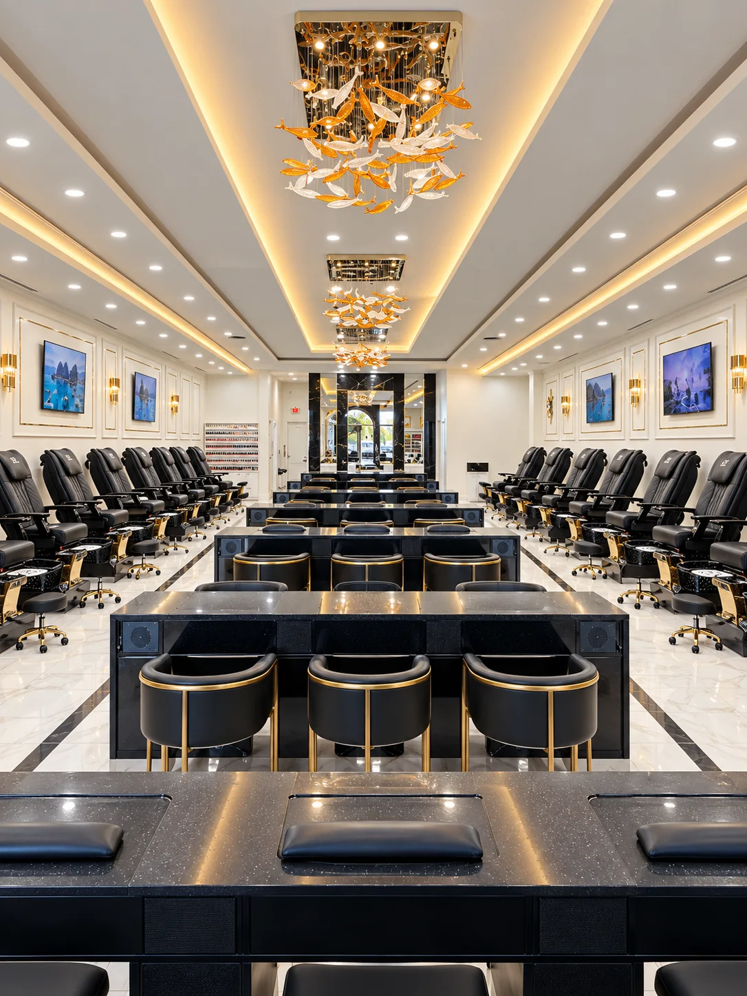 District Nail Club manicure tables and pedicure seating