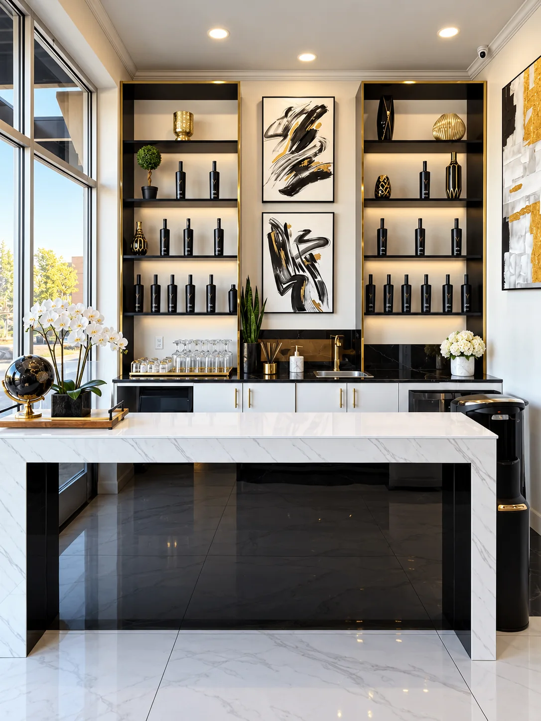 District Nail Club beverage bar and product display