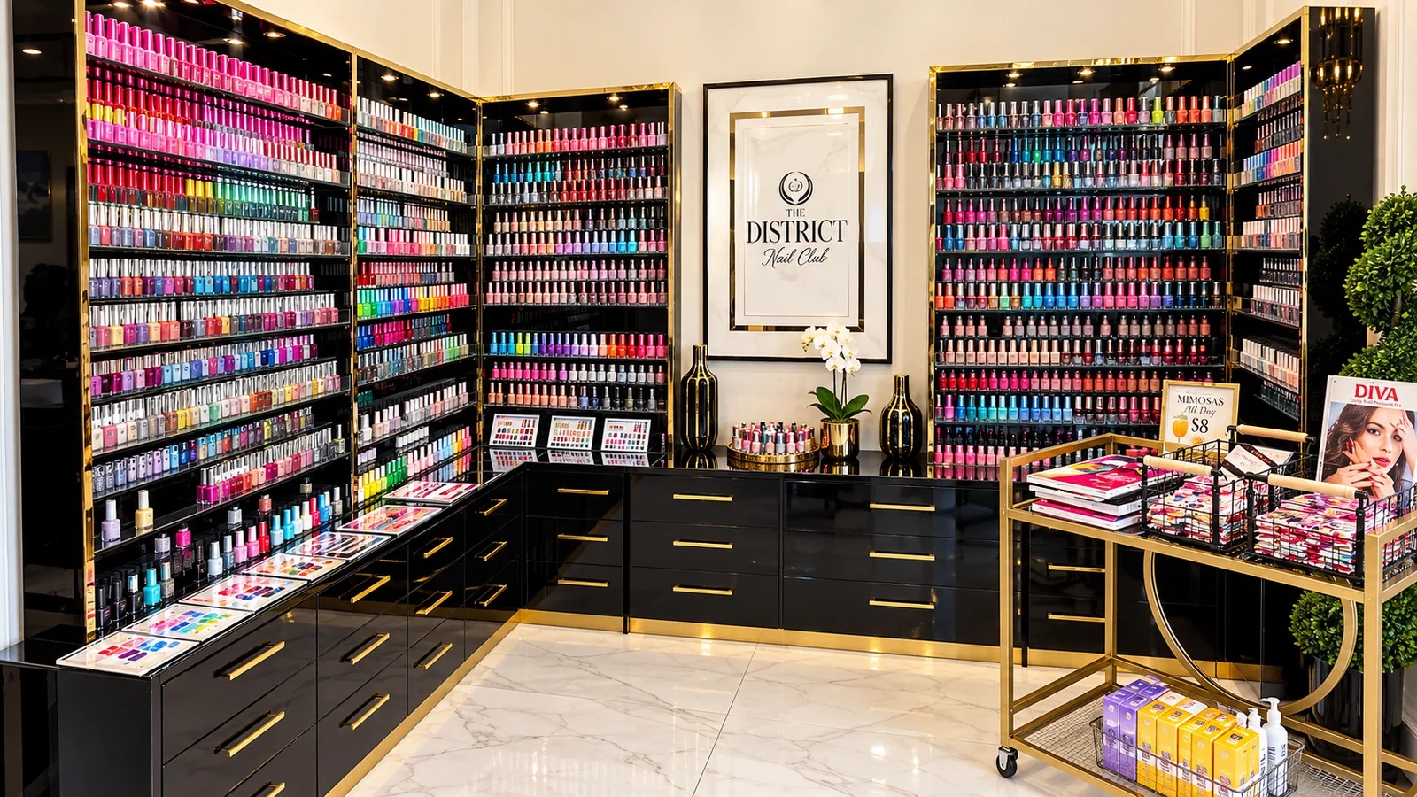 District Nail Club polish collection and color displays