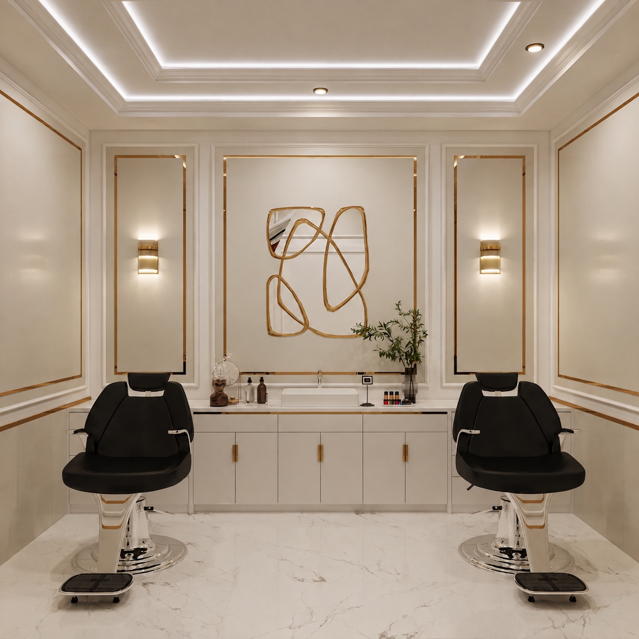 Interior design preview of two private beauty stations