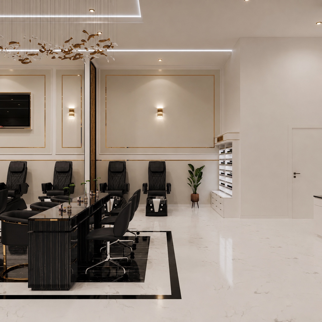 Interior design preview of manicure and pedicure stations