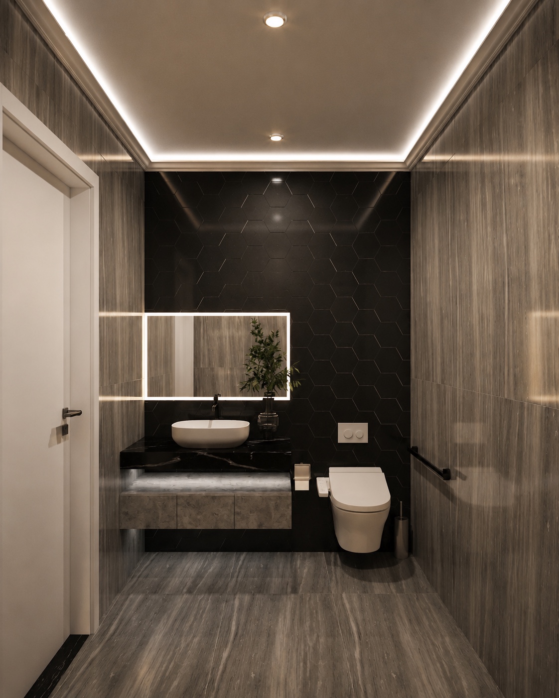 Interior design preview of the salon restroom